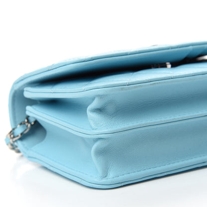 Chanel Lambskin Quilted Mini Wallet On Chain WOC Neon Blue 6 of 10