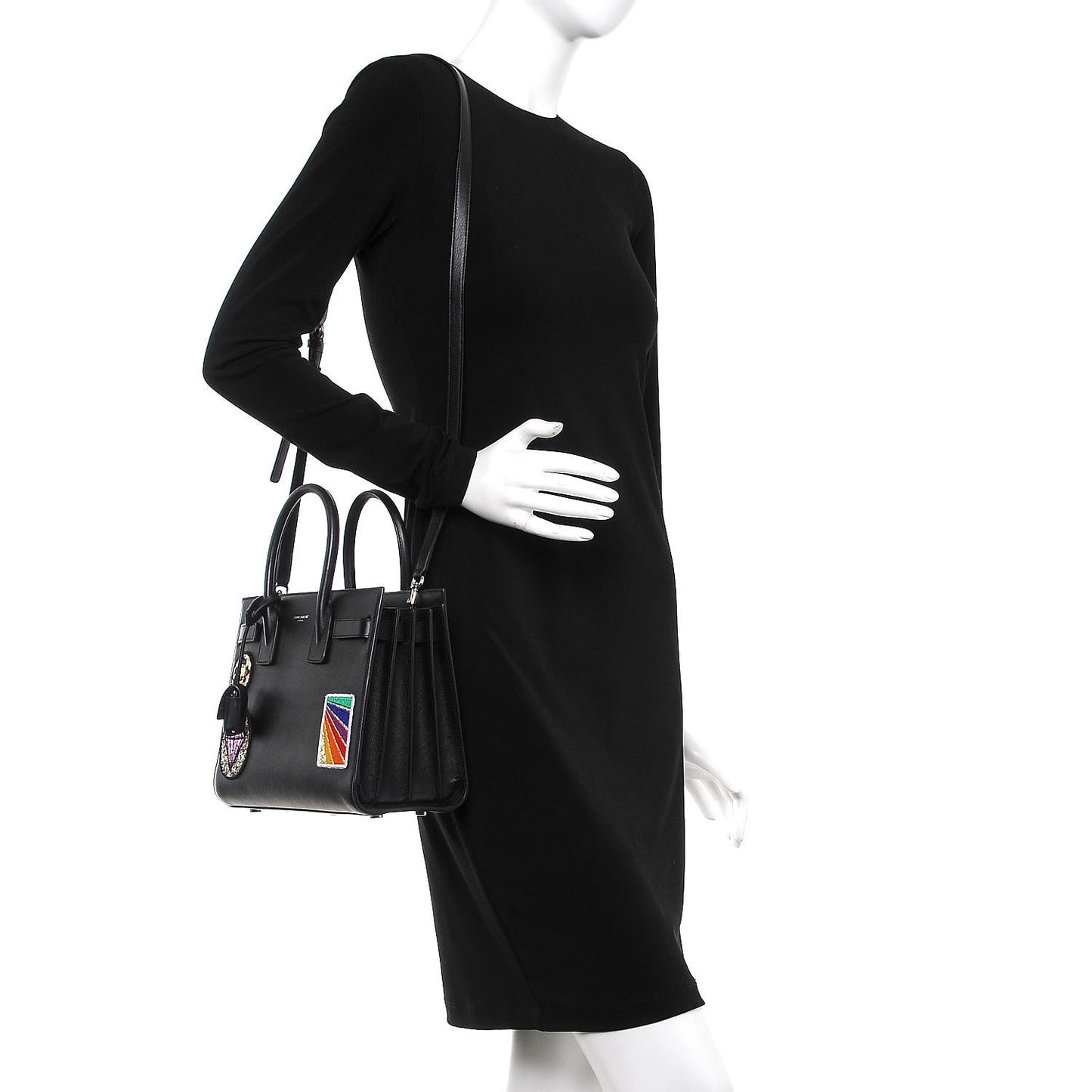 Calfskin Patchwork Baby Sac De Jour Black Multi