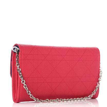 Christian Dior Grained Calfskin Cannage Miss Dior Chain Wallet Fuchsia 3 of 8