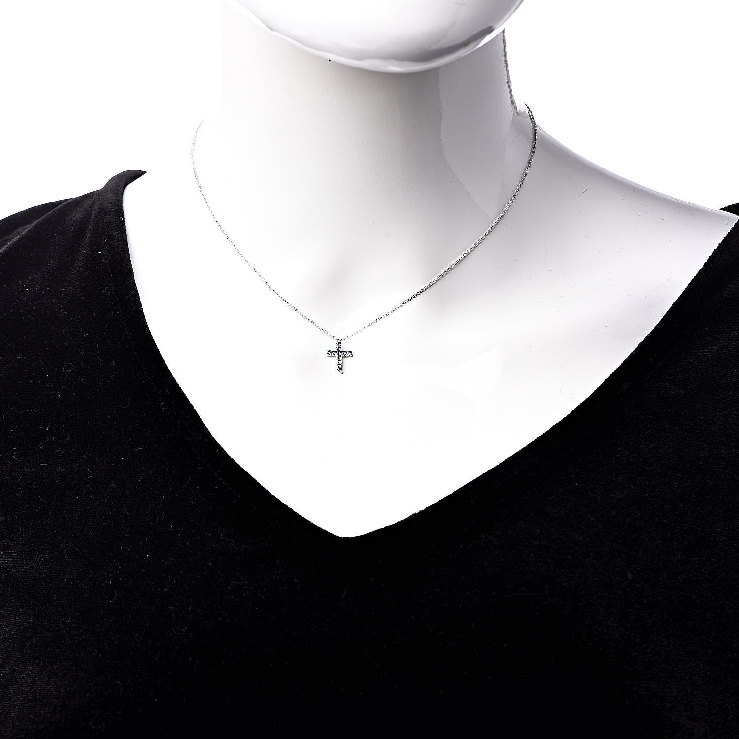 Cartier 18K White Gold Blue Sapphire Symbols Cross Pendant Necklace 2 of 5