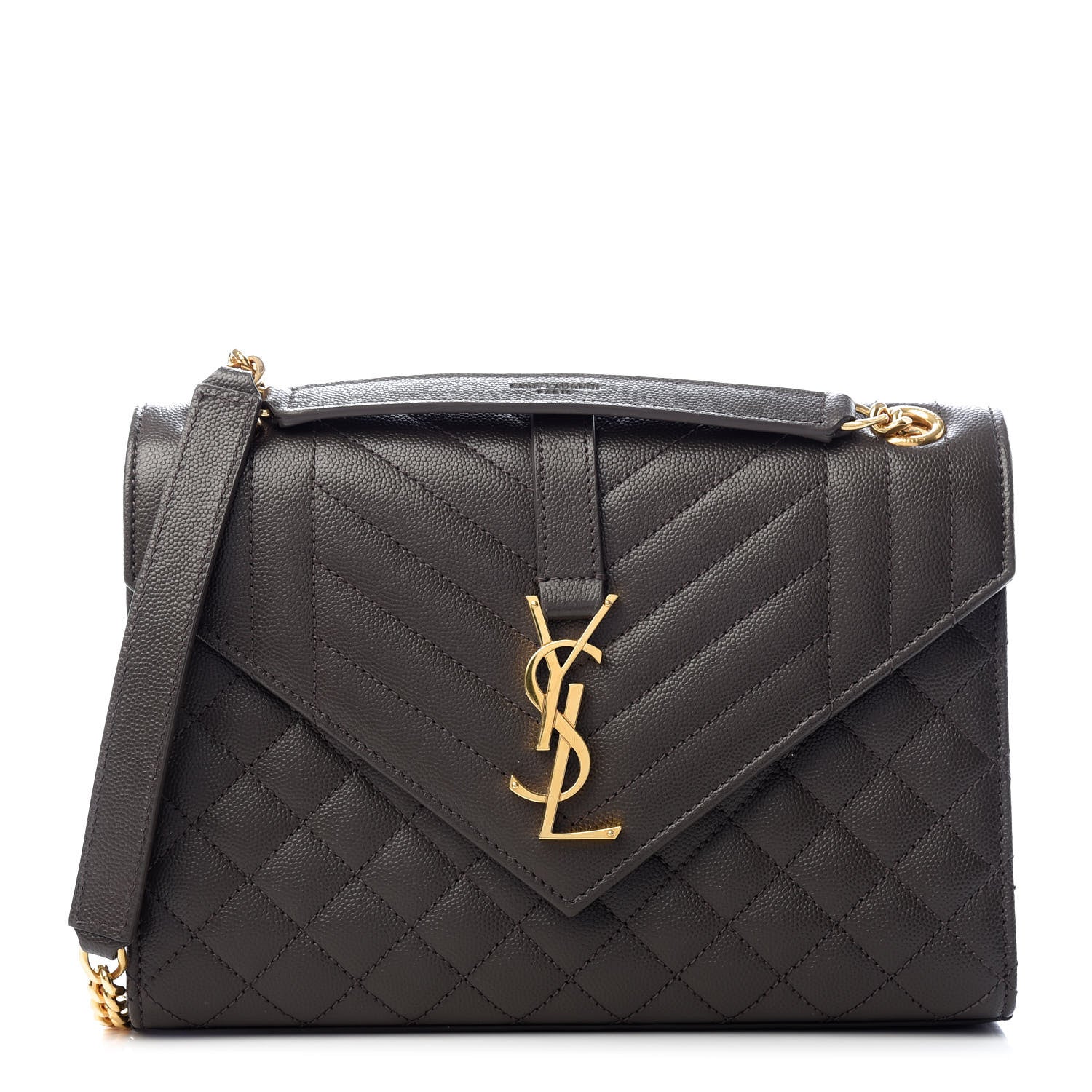 Saint Laurent Grain De Poudre Textured Mixed Matelasse Triquilt Medium Monogram Satchel Pebble 1 of 9