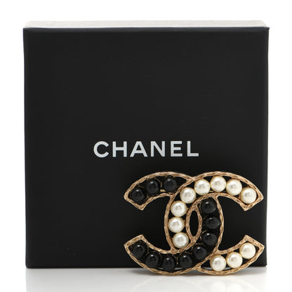 Chanel Pearl CC Brooch Gold Black 8 of 8