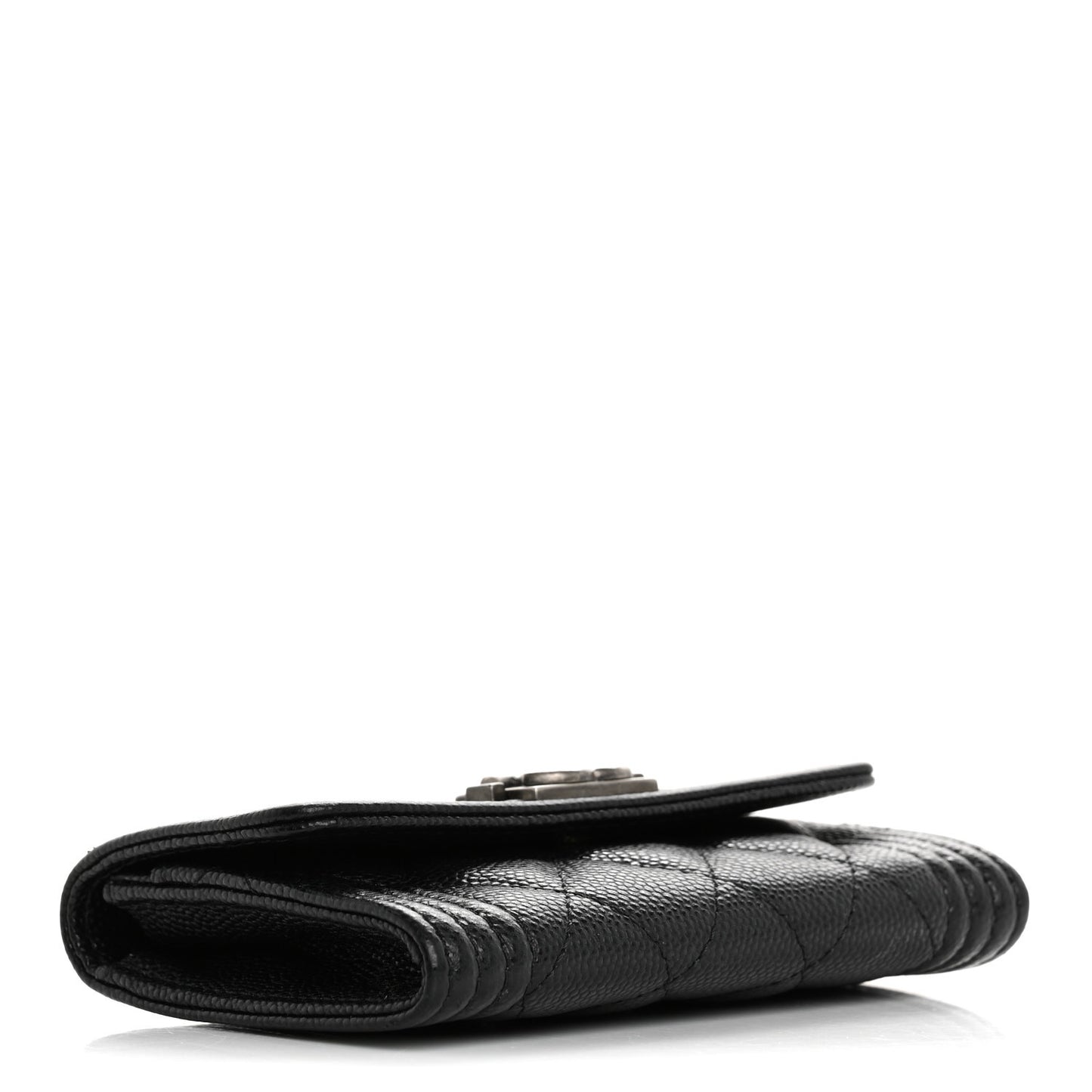 Caviar Quilted Boy Flap Card Holder Black