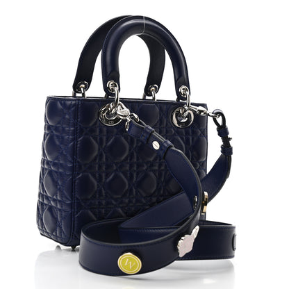 Christian Dior Lambskin Cannage Small Lucky Badges My Lady Dior Navy 3 of 10