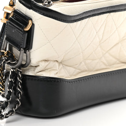Chanel Aged Calfskin Quilted Small Gabrielle Hobo Black White 17 of 17