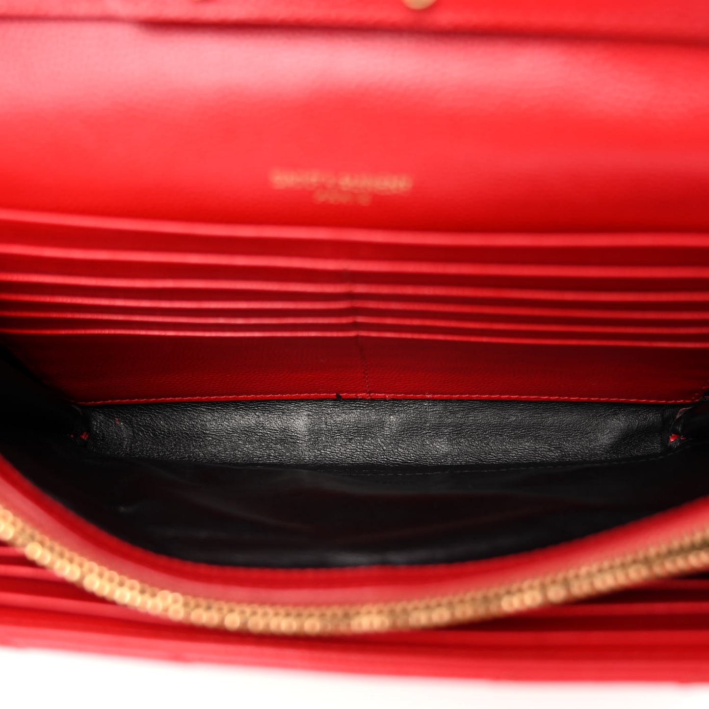 Grain De Poudre Matelasse Chevron Monogram Chain Wallet New Red