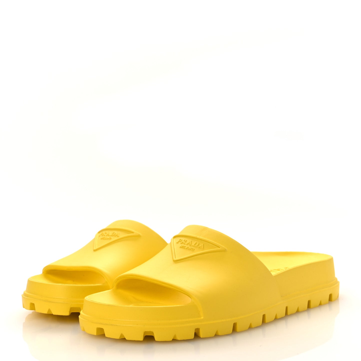 EVA Rubber Triangle Logo Embossed Womens Lug Sole 20mm Slide Sandals 41 Sole