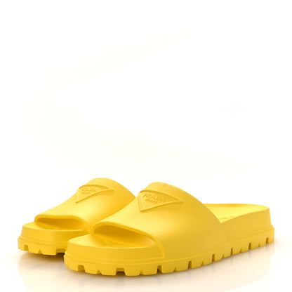 Prada EVA Rubber Triangle Logo Embossed Womens Lug Sole 20mm Slide Sandals 41 Sole 4 of 10
