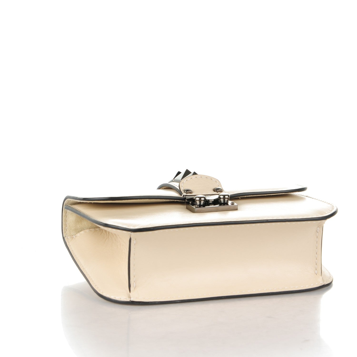 Valentino Garavani Craquele Calfskin Small Glam Lock Rockstud Flap Light Ivory 4 of 8