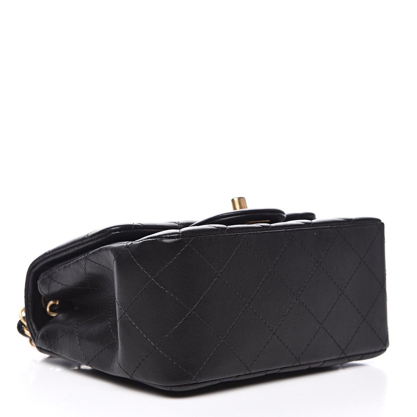 Lambskin Quilted Mini Square Flap Black