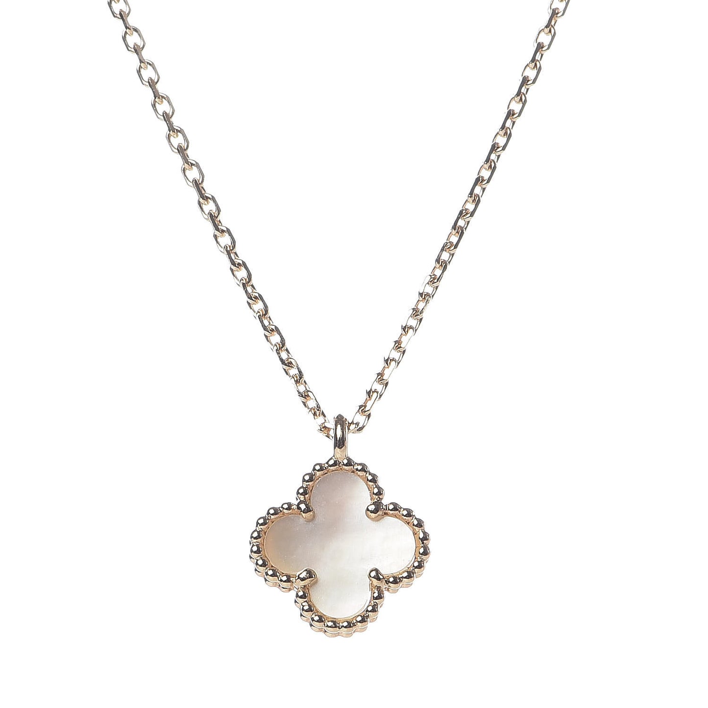 18K Yellow Gold Mother of Pearl Sweet Alhambra Pendant Necklace