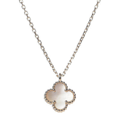Van Cleef & Arpels 18K Yellow Gold Mother of Pearl Sweet Alhambra Pendant Necklace 4 of 8