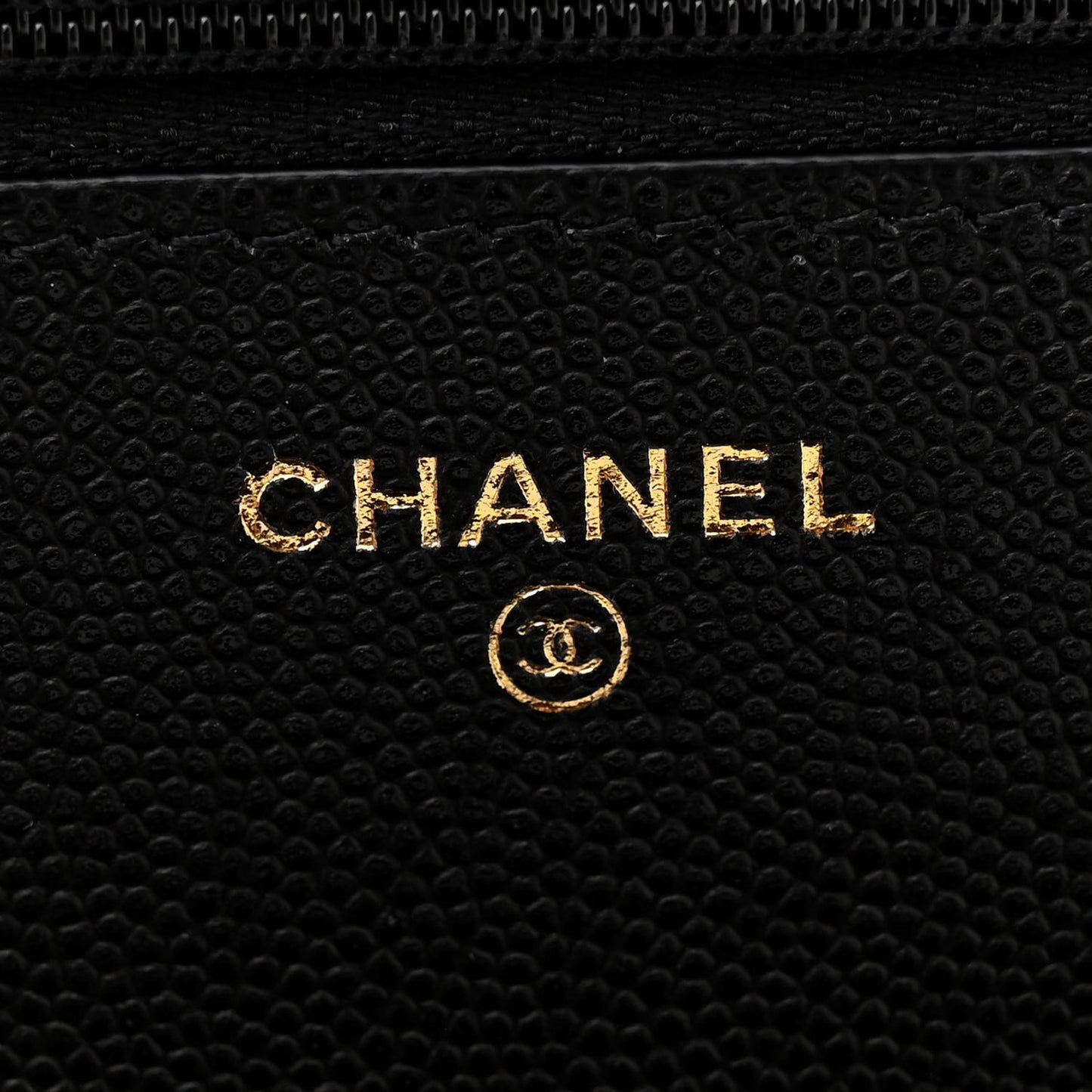 Caviar Quilted Studded CC Wallet on Chain WOC Black