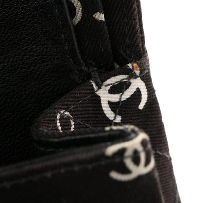 Chanel Canvas Coco Printed Quilted Medium Double Flap Black White 13 of 13
