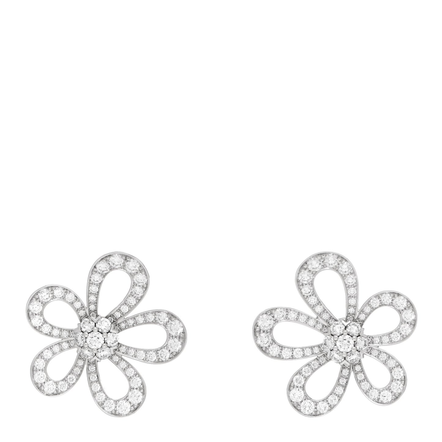 18K White Gold Diamond Flowerlace Earrings