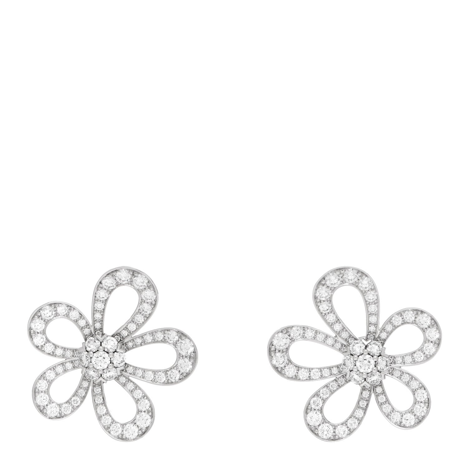 Van Cleef & Arpels 18K White Gold Diamond Flowerlace Earrings 1 of 5