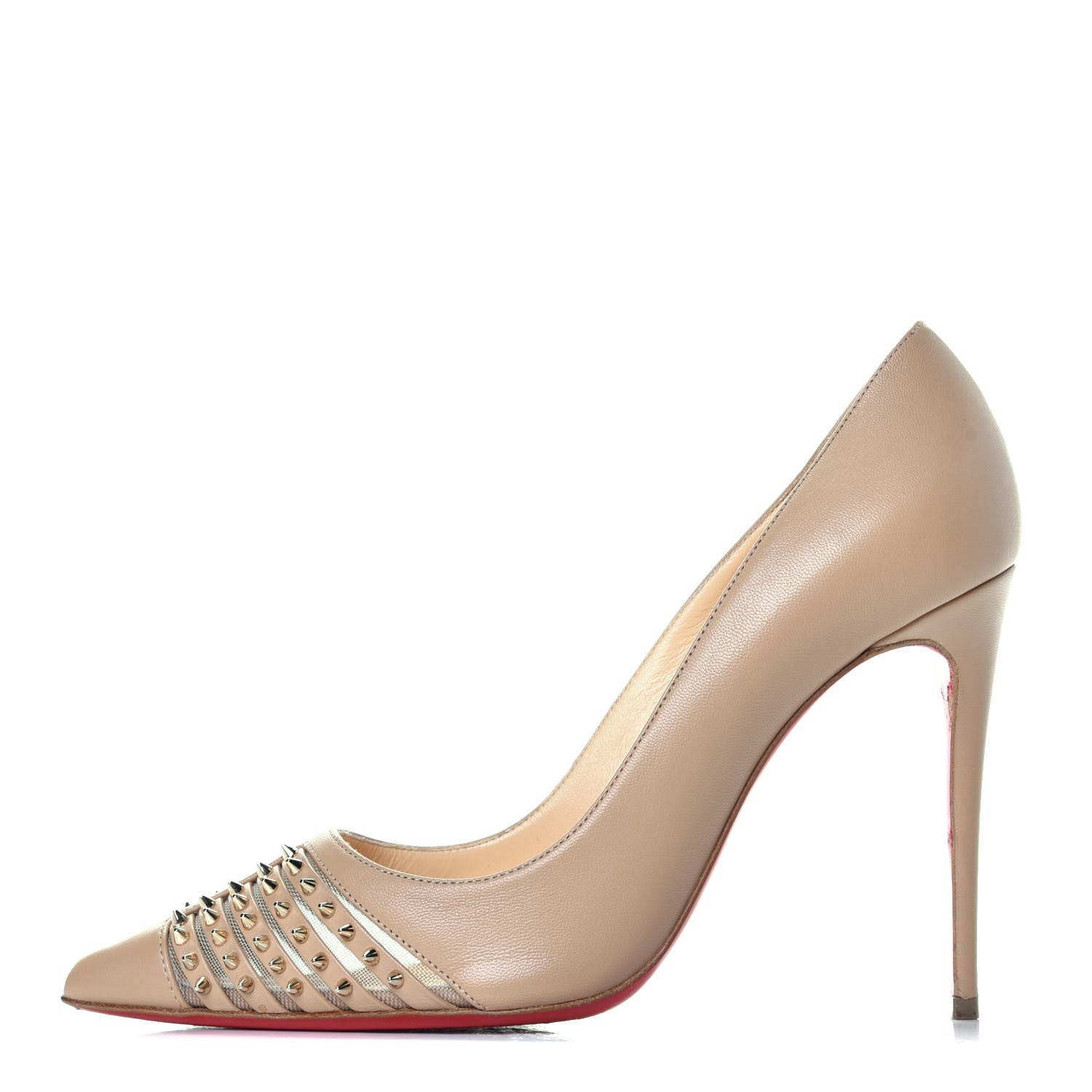 Christian Louboutin Kid Bareta 100 Pumps 37.5 Nude Light Gold 1 of 9