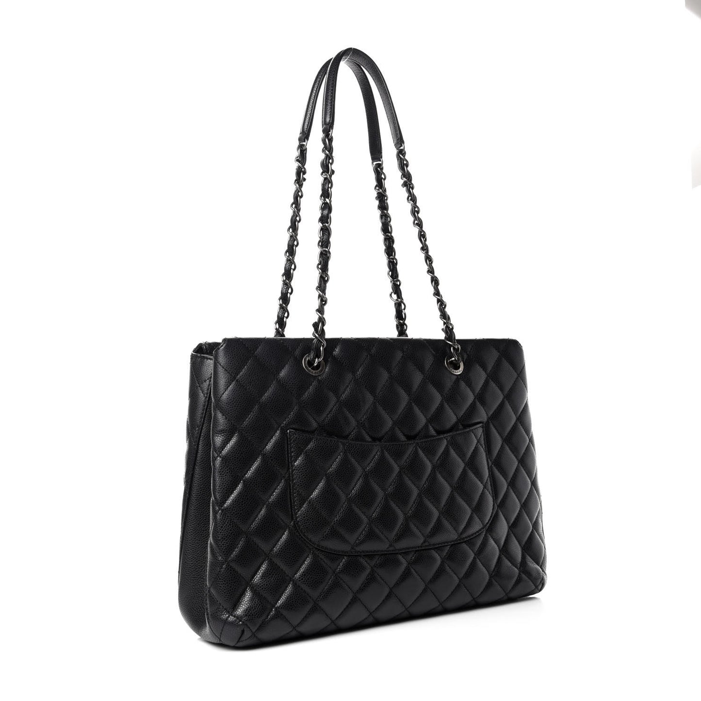 Caviar Quilted City Shopping Tote Black