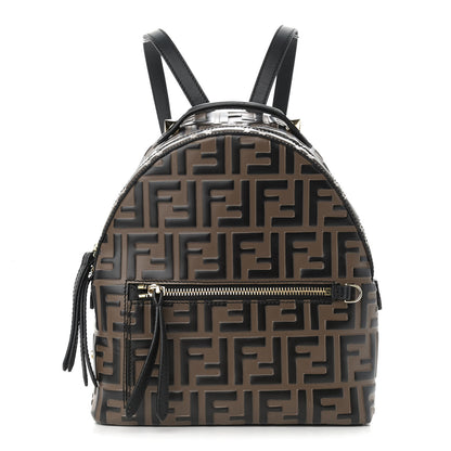 Fendi Vitello Bi-Color FF 1974 Embossed Mini Backpack Maya Black 1 of 10