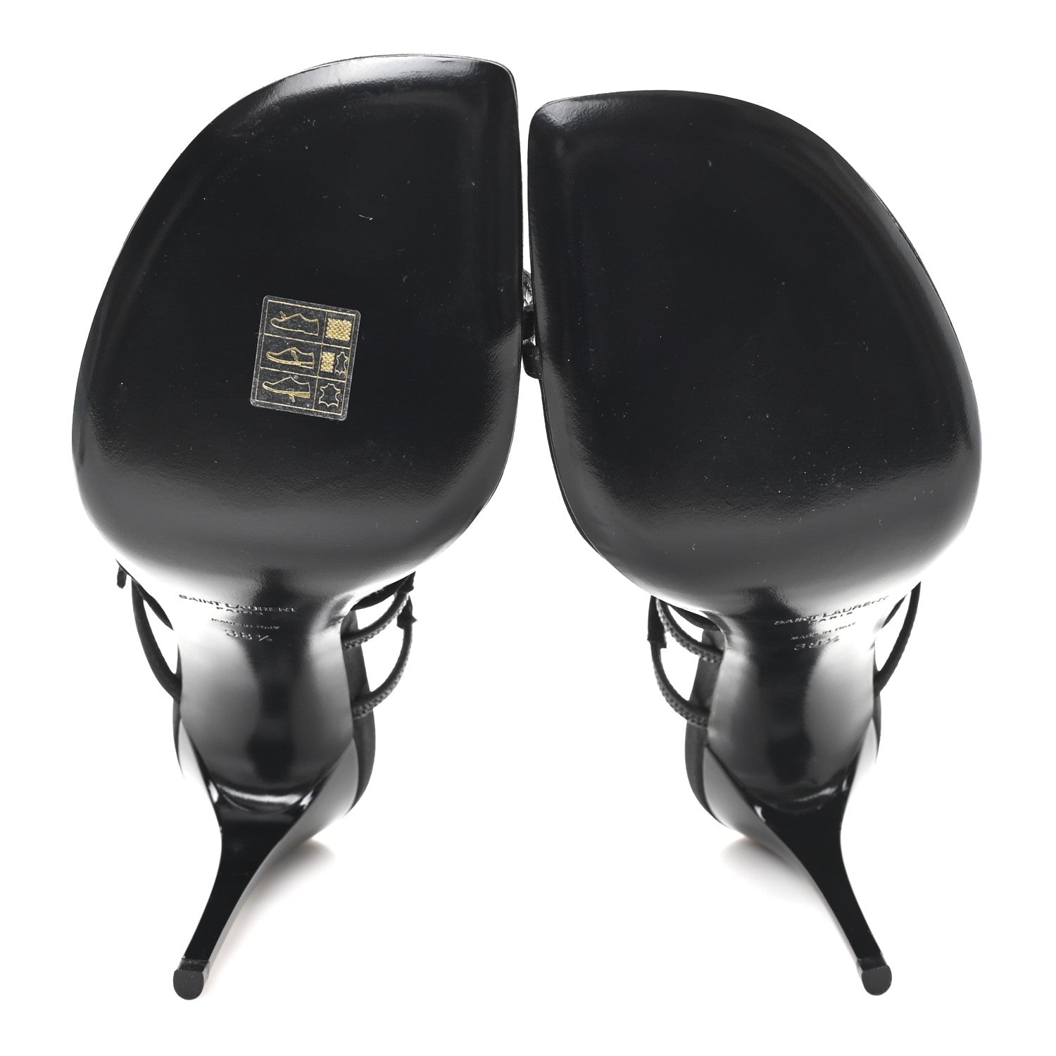 Saint Laurent Crepe Satin Crystal Logo Jerry 110 Ankle Strap Sandals 38.5 Black 6 of 8
