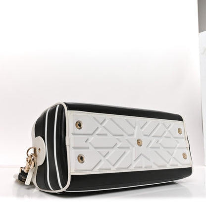 Christian Dior Lambskin Cannage Medium Dior Vibe Zip Bowling Bag Black White 4 of 10