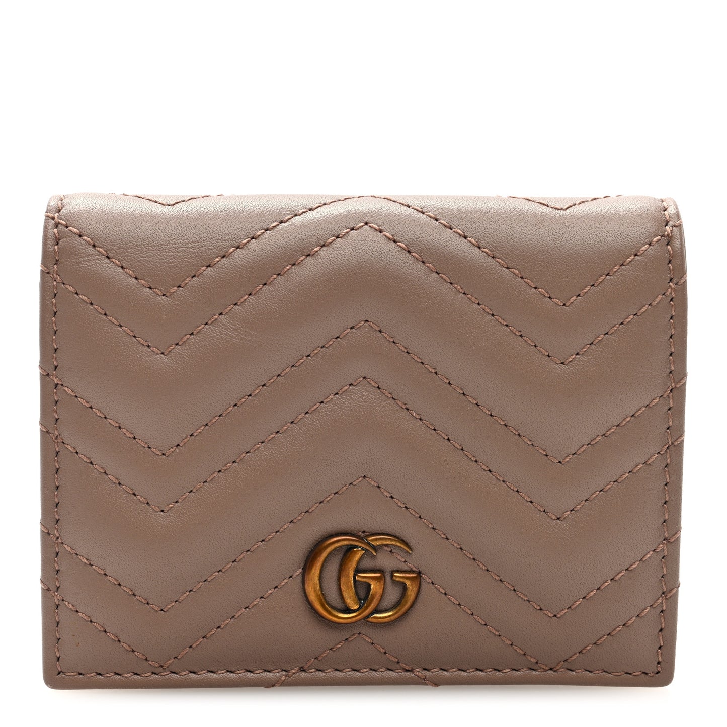 Calfskin Matelasse GG Marmont Card Case Wallet Porcelain Rose