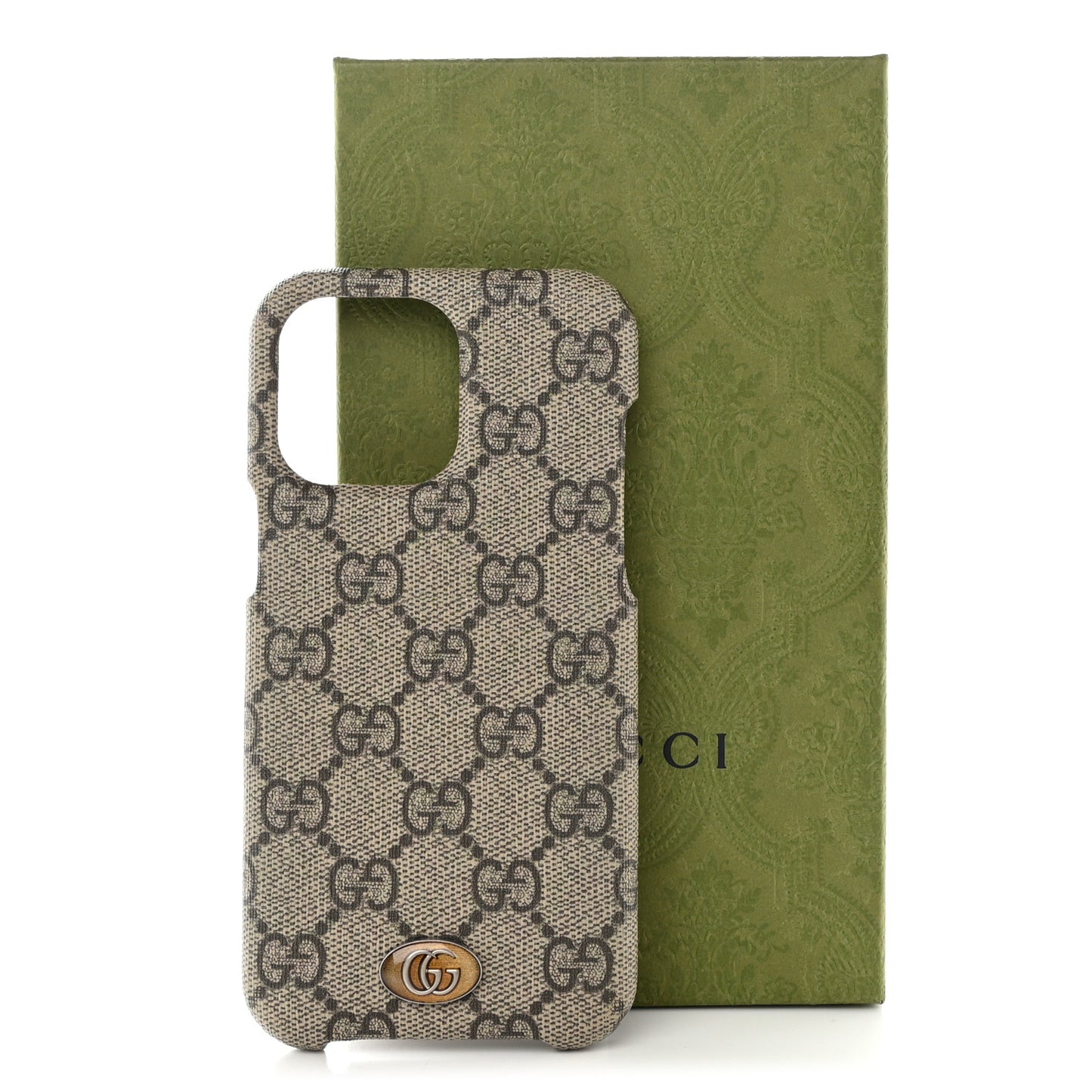 GG Supreme Monogram Ophidia iPhone 14 Pro Max Phone Case Beige Ebony