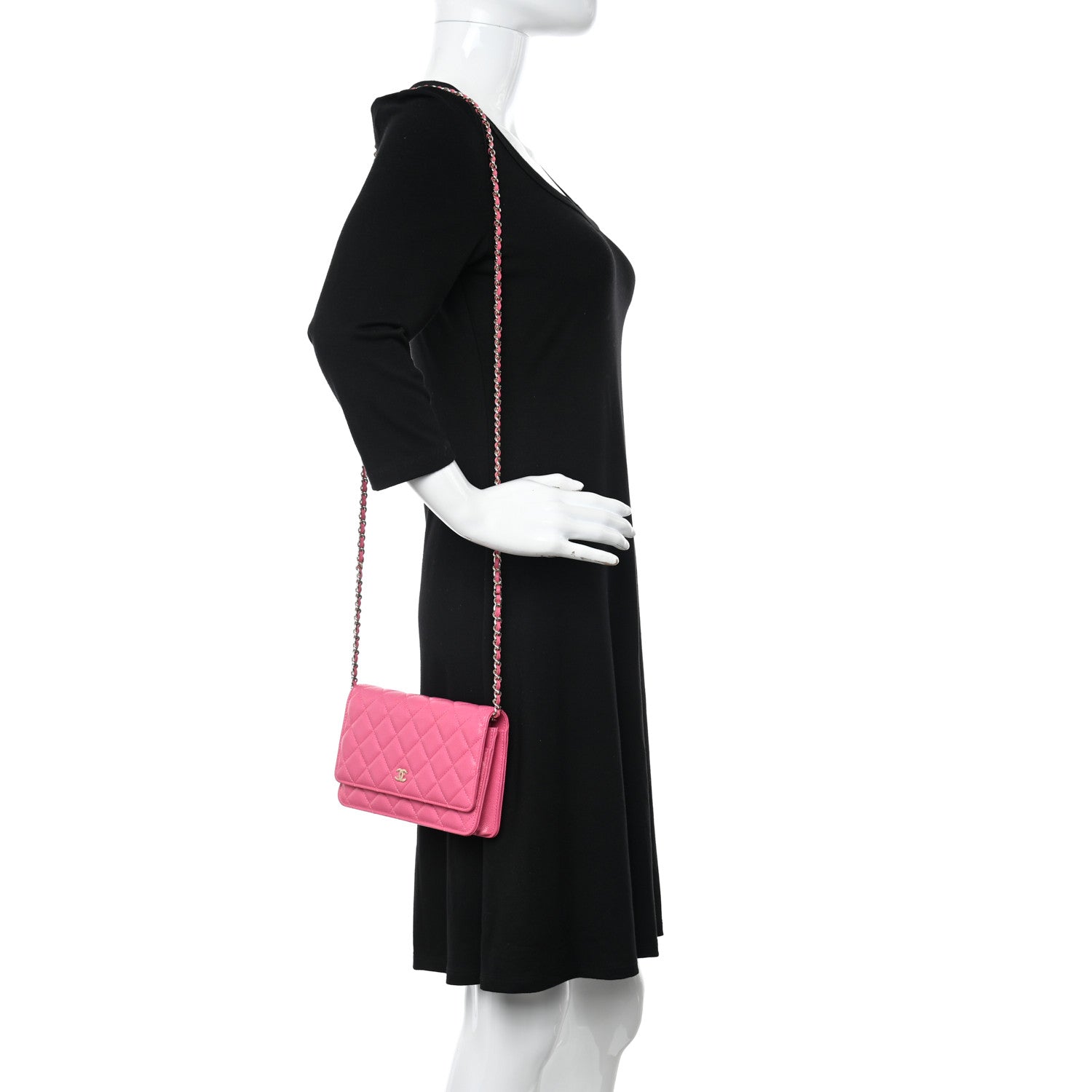 Chanel Caviar Quilted Wallet on Chain WOC Pink 2 of 11