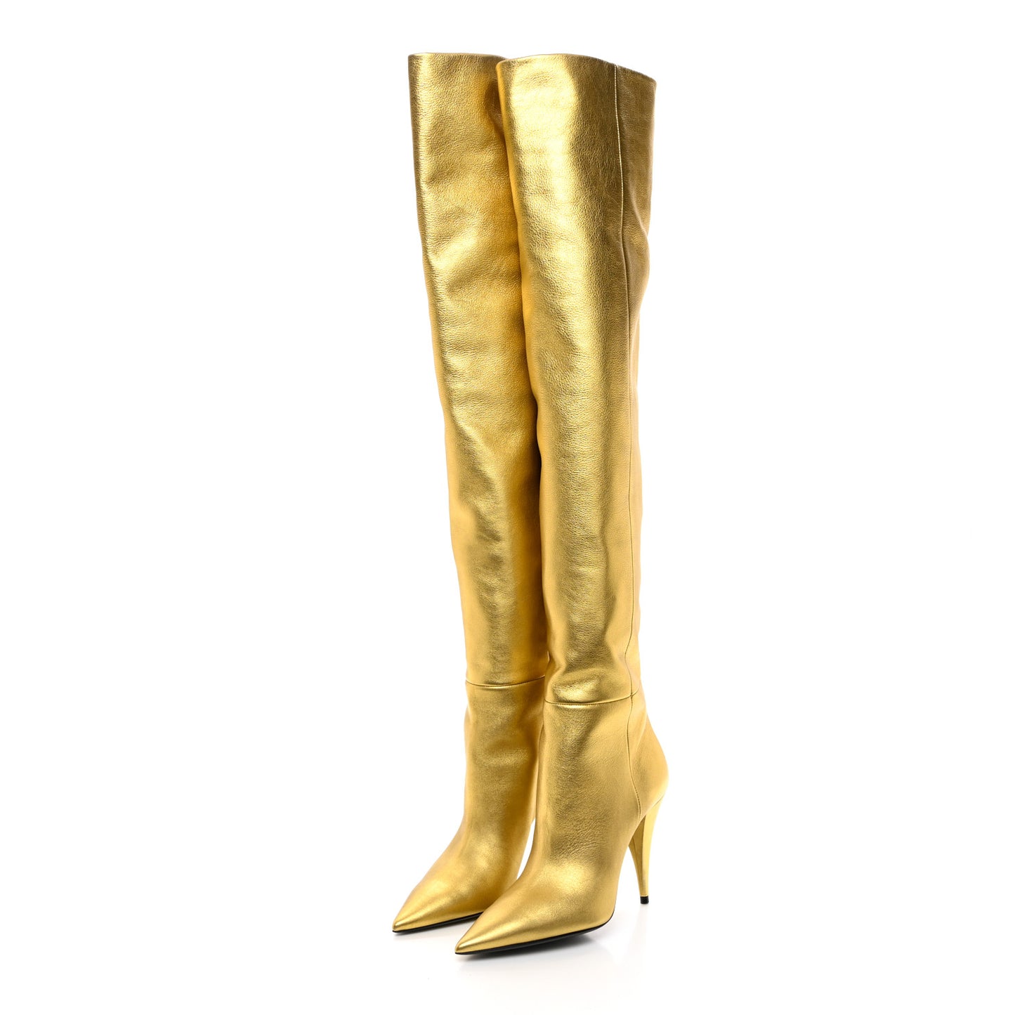 Metallic Calfskin Kiki Over The Knee Boots 36.5 Gold