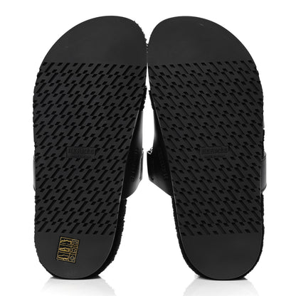 Hermes Calfskin Woolskin Womens Chypre Sandals 39 Black 4 of 4