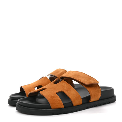 Hermes Suede Goatskin Womens Chypre Sandals 35 Naturel 3 of 8