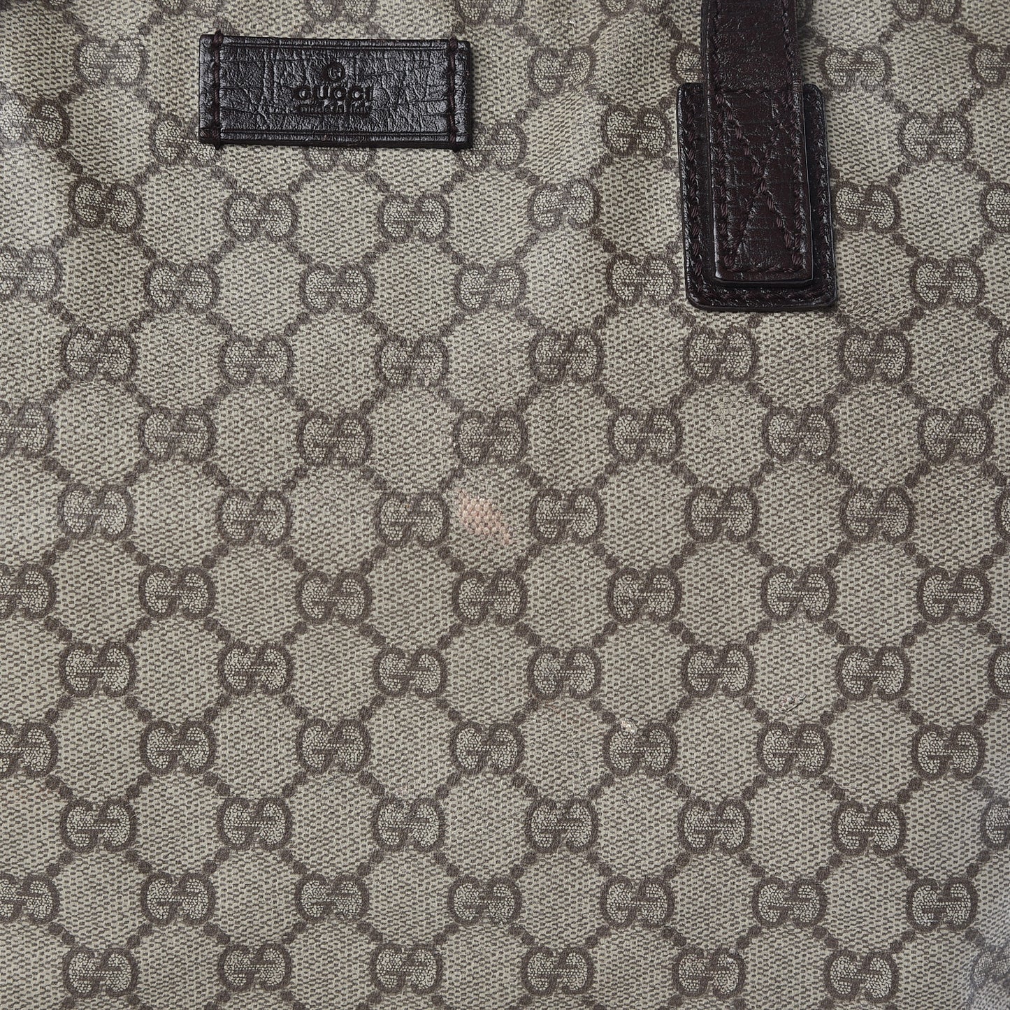 GG Supreme Monogram Medium Zippered Shopping Tote Dark Brown