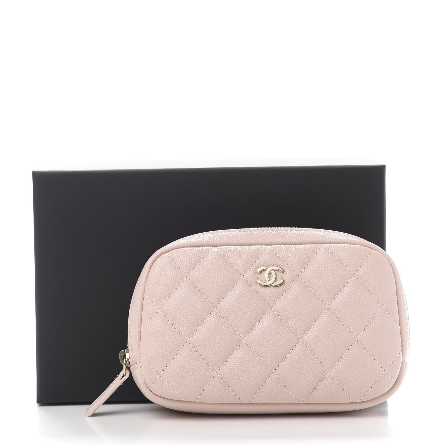 Chanel Caviar Quilted Small Curvy Pouch Cosmetic Case Light Pink 10 of 10