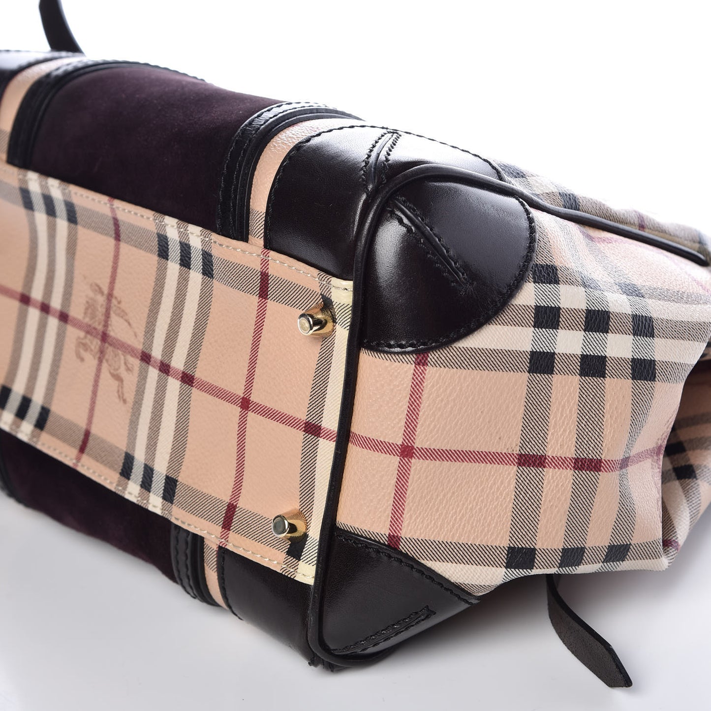 Suede Haymarket Check Colorblock Small Canterbury Tote Plum