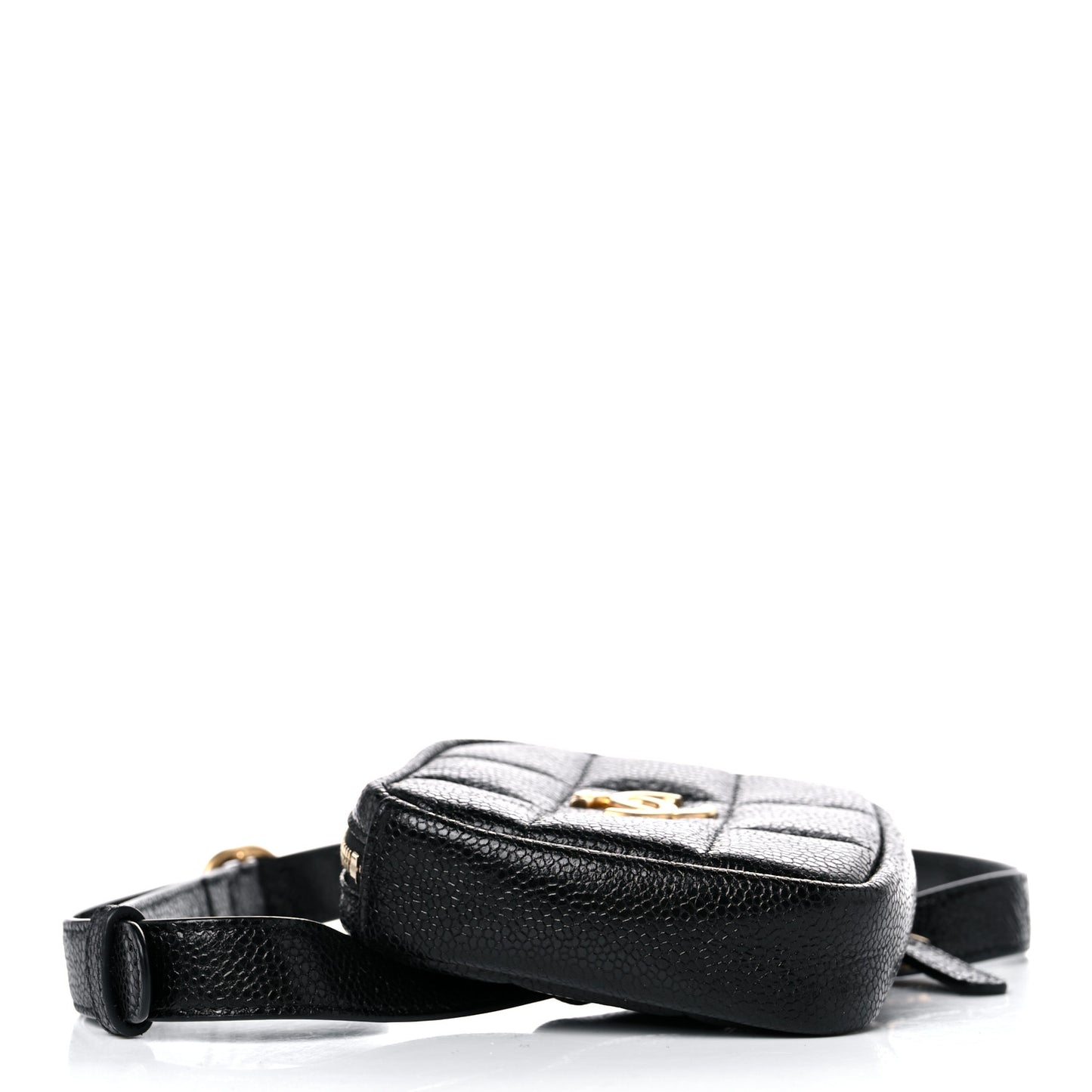 Caviar Quilted Diamond Belt Coin Purse Black