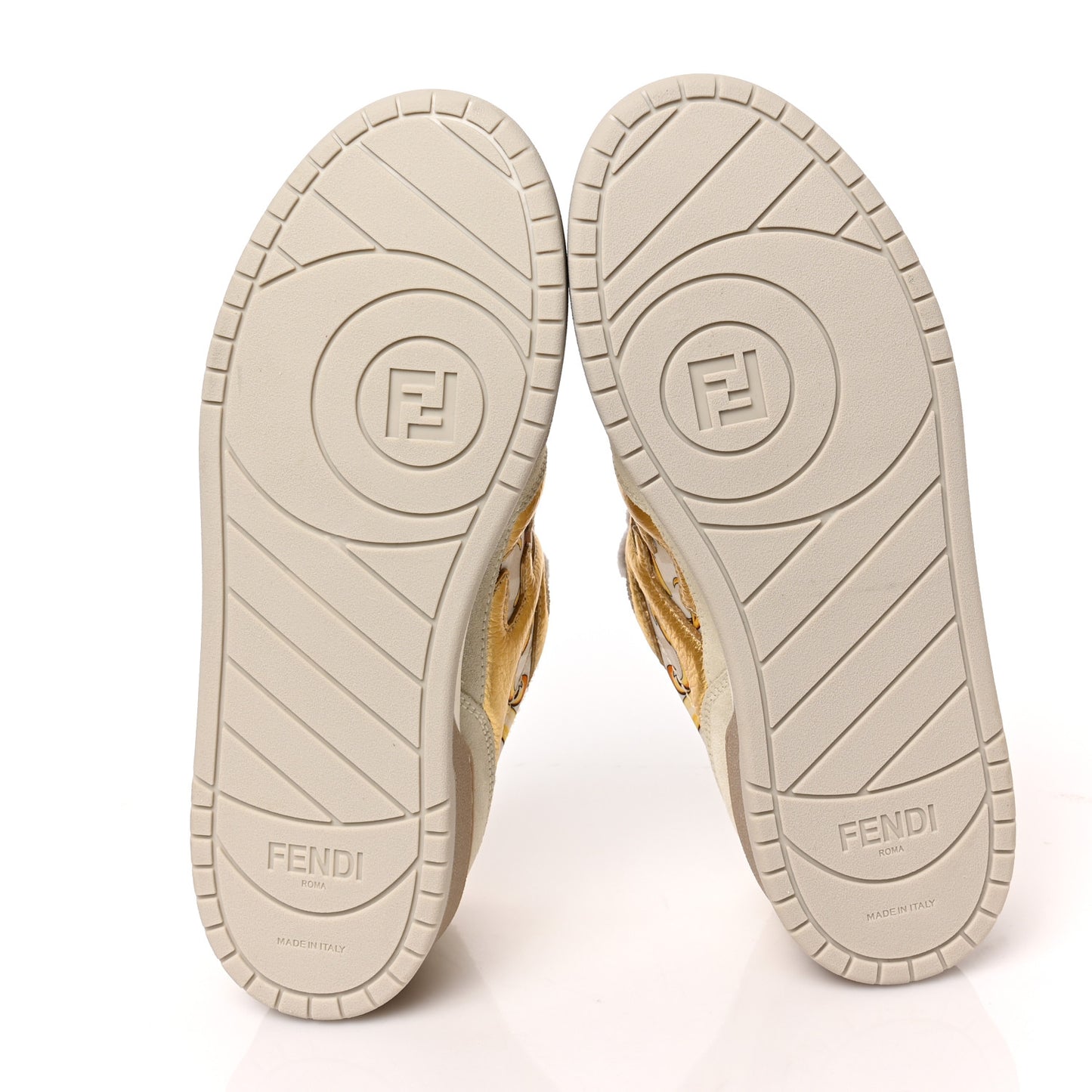 X FENDI Suede Fabric FF Baroque Womens Fendace Match Sneakers 39 Gold Multicolor