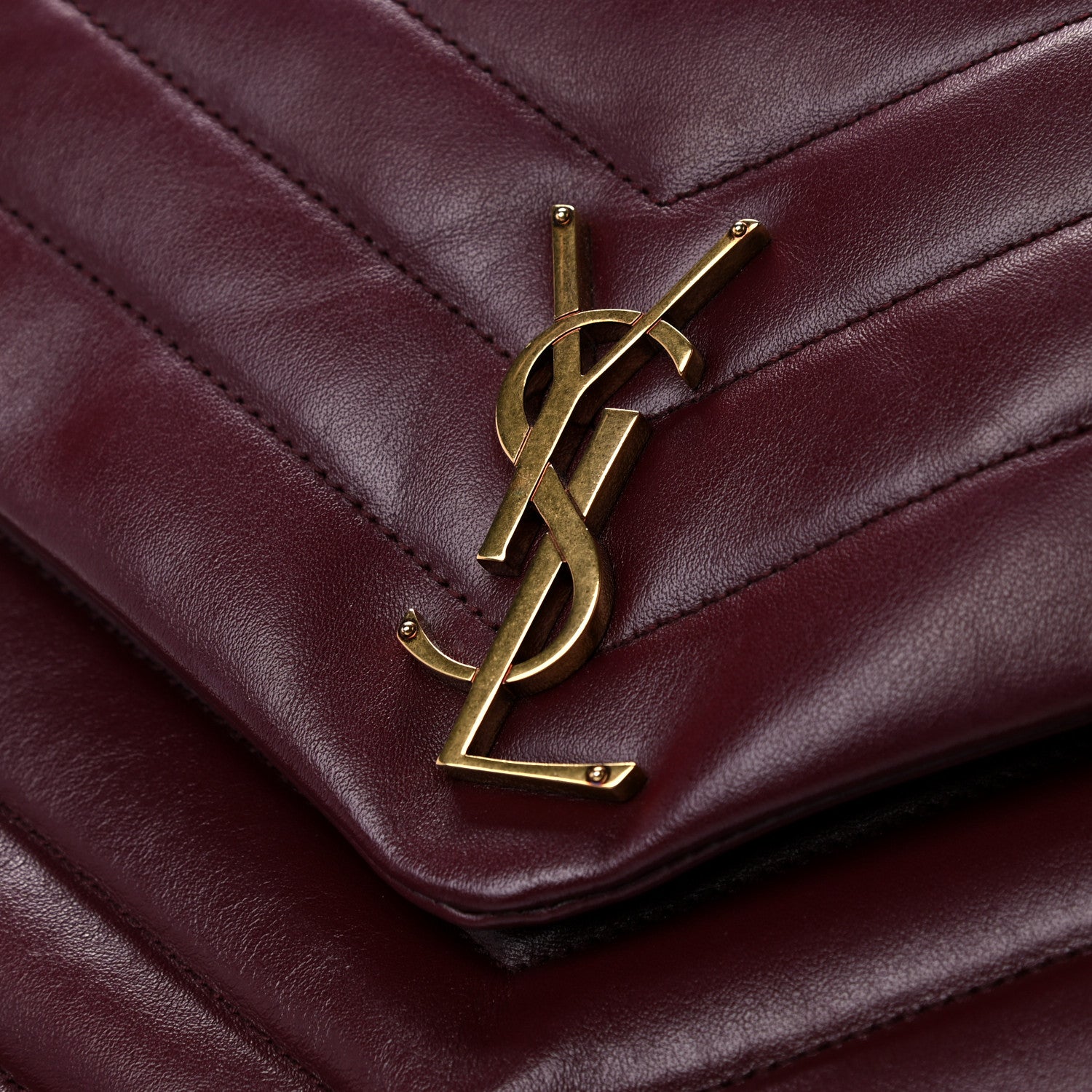 Saint Laurent Calfskin Y Quilted Monogram Medium Loulou Chain Satchel Palissandre 13 of 14