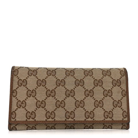 Monogram Dollar Calfskin Continental Flap Wallet Beige Ebony Tabacco