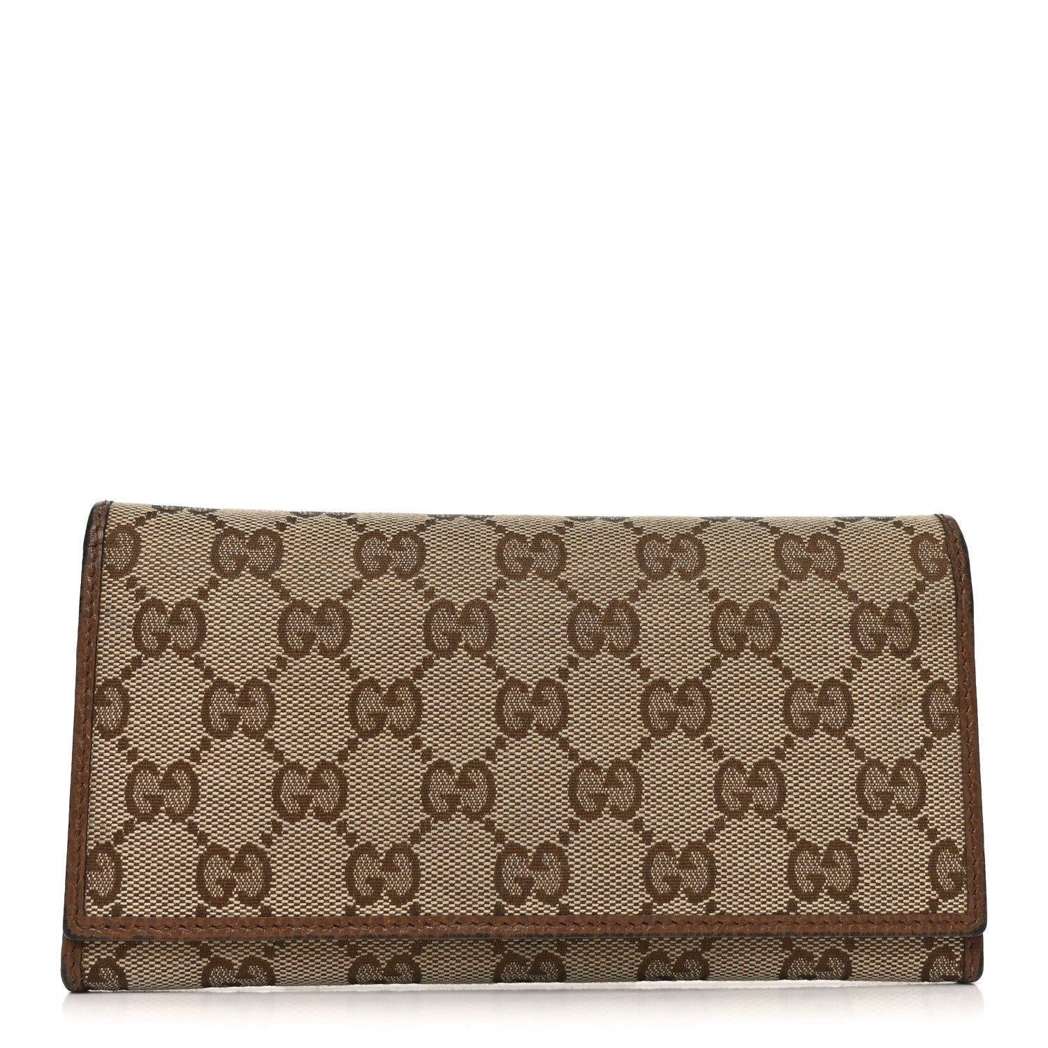 Gucci Monogram Dollar Calfskin Continental Flap Wallet Beige Ebony Tabacco 1 of 9