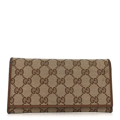 Gucci Monogram Dollar Calfskin Continental Flap Wallet Beige Ebony Tabacco 1 of 9