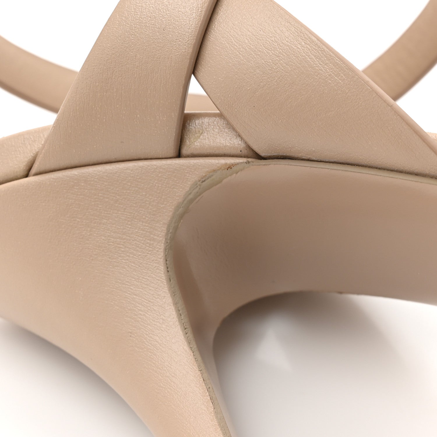 Saint Laurent Calfskin Tribute 75 Platform Sandals 38.5 Nude Powder 10 of 12