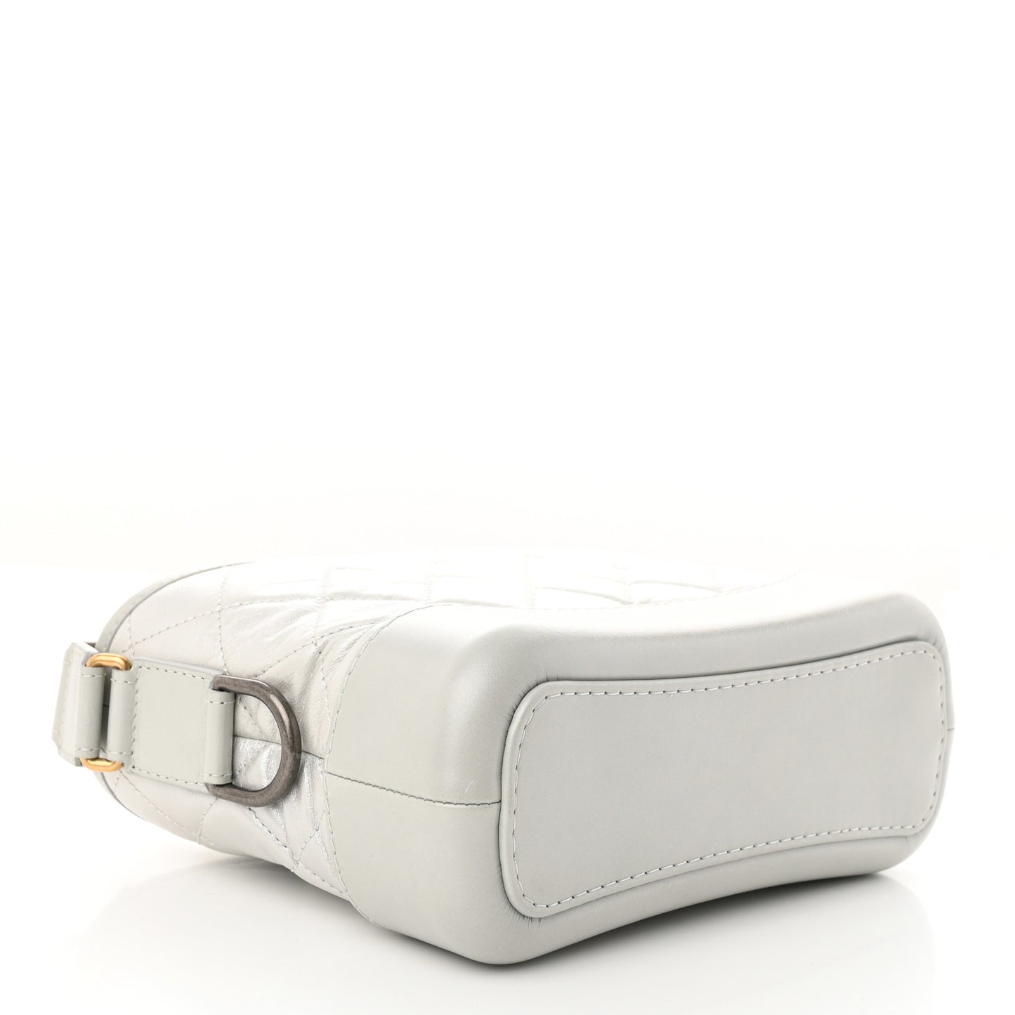 Metallic Aged Calfskin Quilted Small Gabrielle Hobo Silver