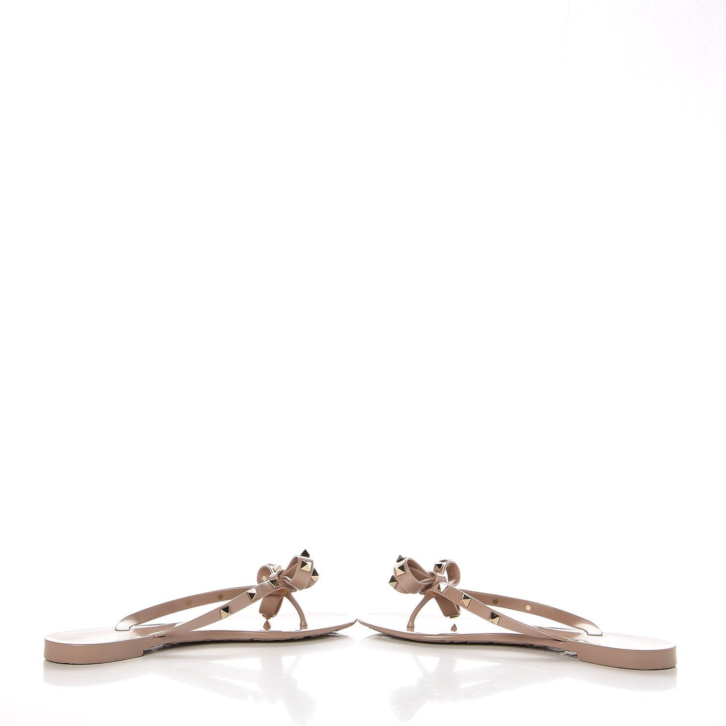 PVC Jelly Rockstud Bow Thong Sandals 39 Poudre