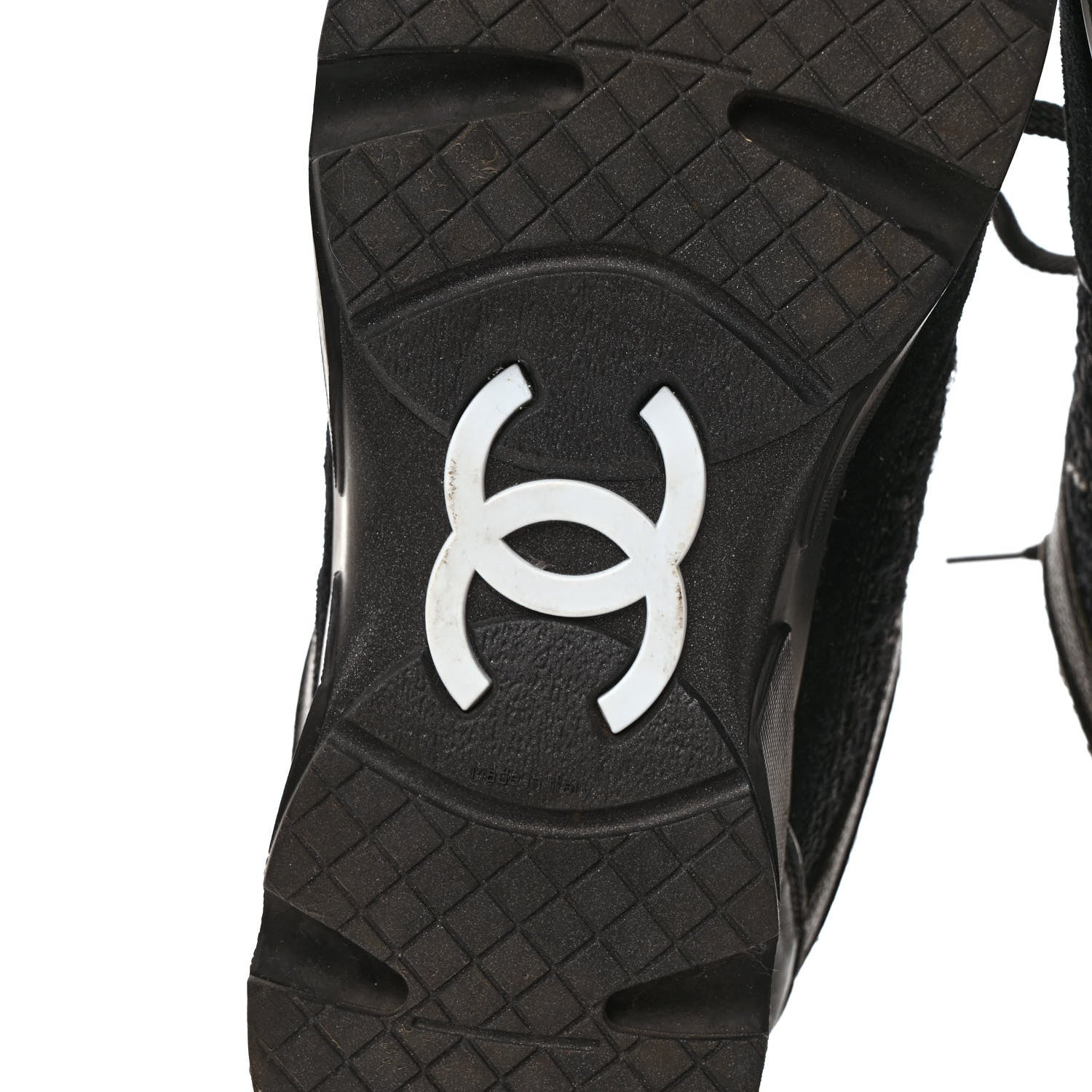 Chanel Tweed Suede Goatskin CC Sneakers 40 Black White 6 of 8