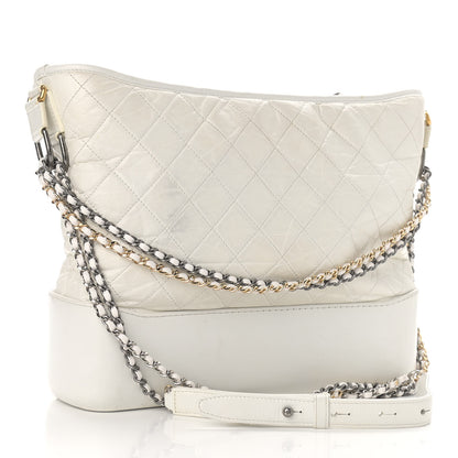 Chanel Aged Calfskin Quilted Large Gabrielle Hobo White 3 of 12