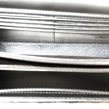 Gucci Metallic Sakai Be Green Calfskin Diagonal Stitched Blondie Wallet on Chain Silver 5 of 10