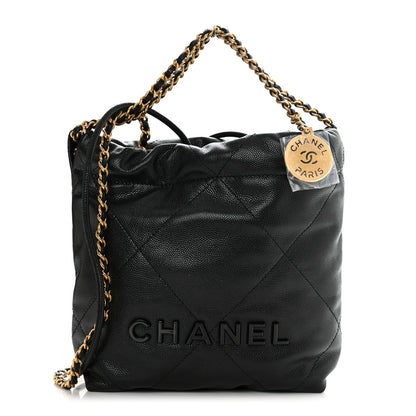 Chanel Shiny Caviar Quilted Monochrome Mini Chanel 22 Black 1 of 11
