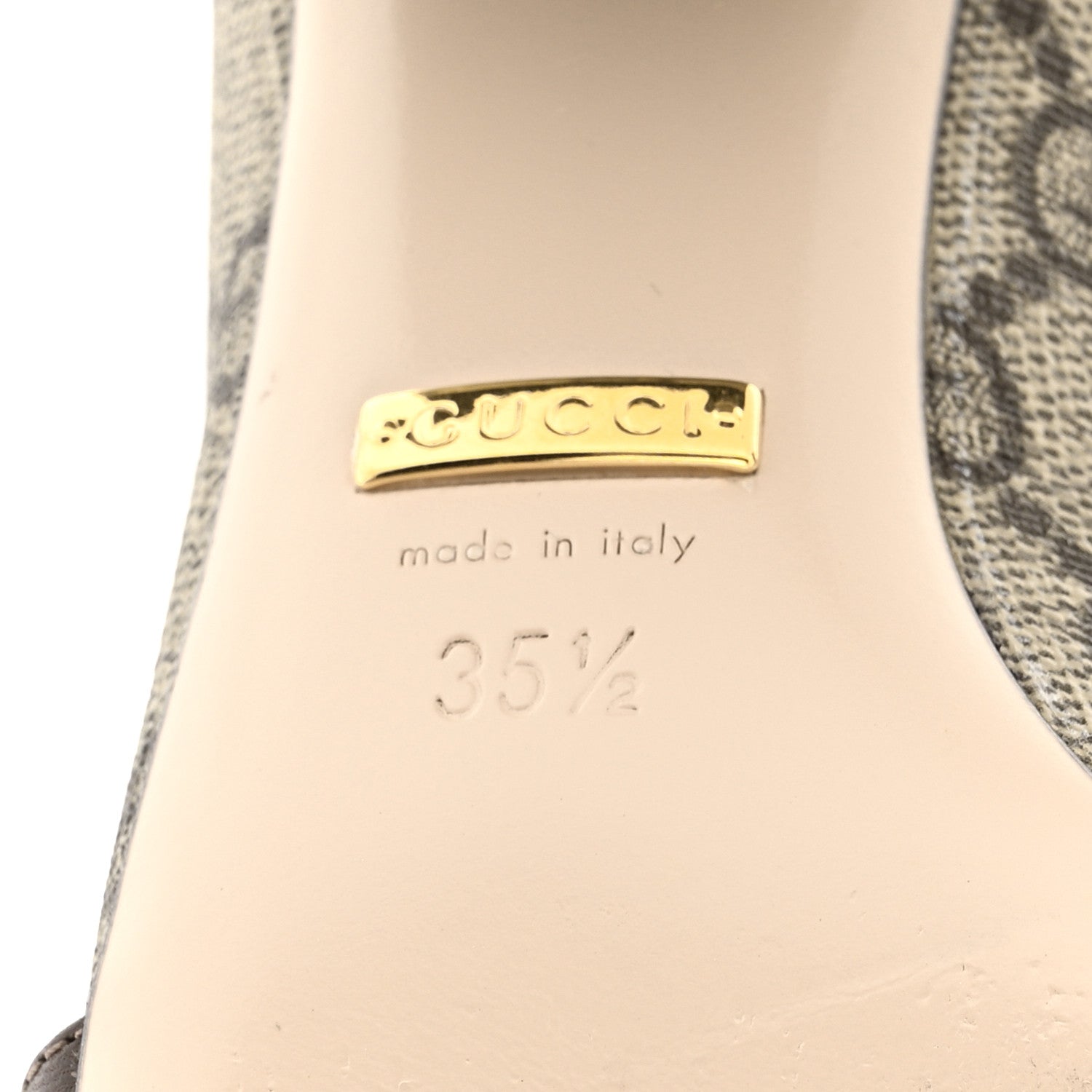 Gucci GG Supreme Monogram Malaga Kid Blondie Pumps 35.5 Beige Ebony New Acero 7 of 13