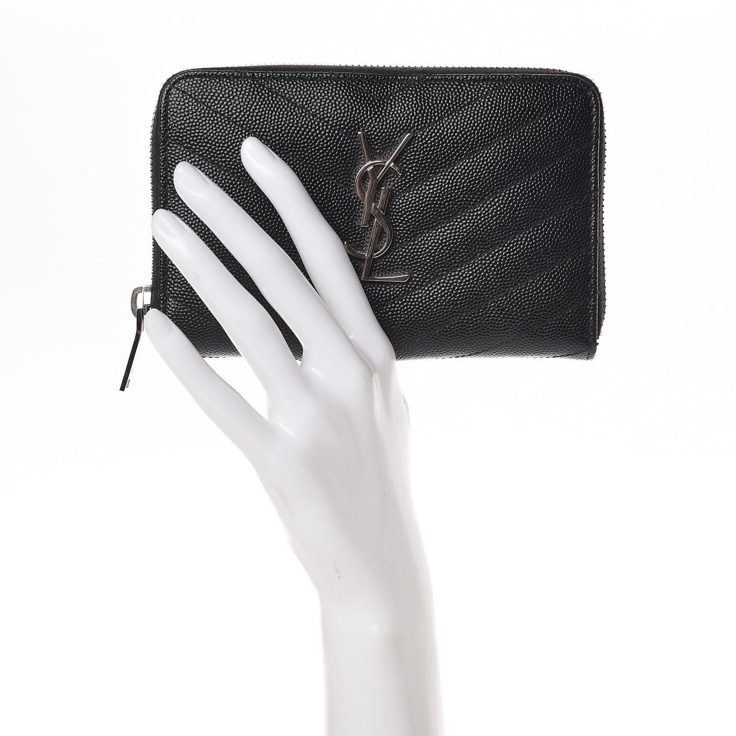Grain De Poudre Matelasse Chevron Monogram Zip Around Wallet Black
