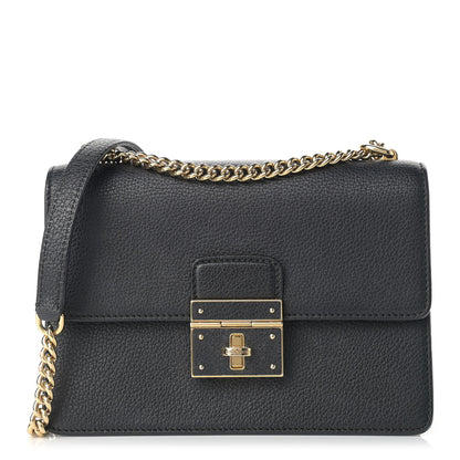 Dolce & Gabbana Grained Calfskin Rosalia Shoulder Bag Black 1 of 10